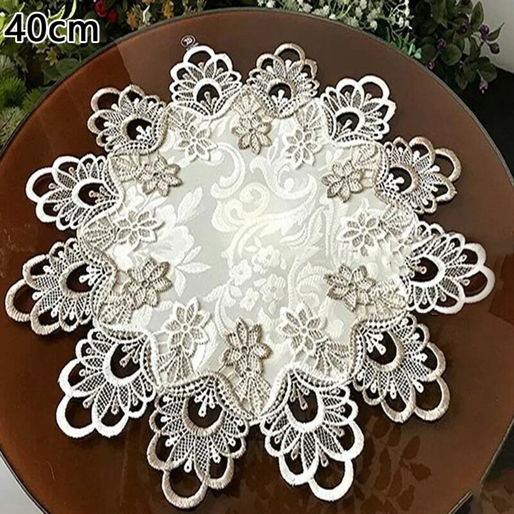 European Modern Fabric Lace Trim Hotel Restaurant Banquet Party Big Tablecloth Bedroom Balcony Small Round Table Cloth Tapete