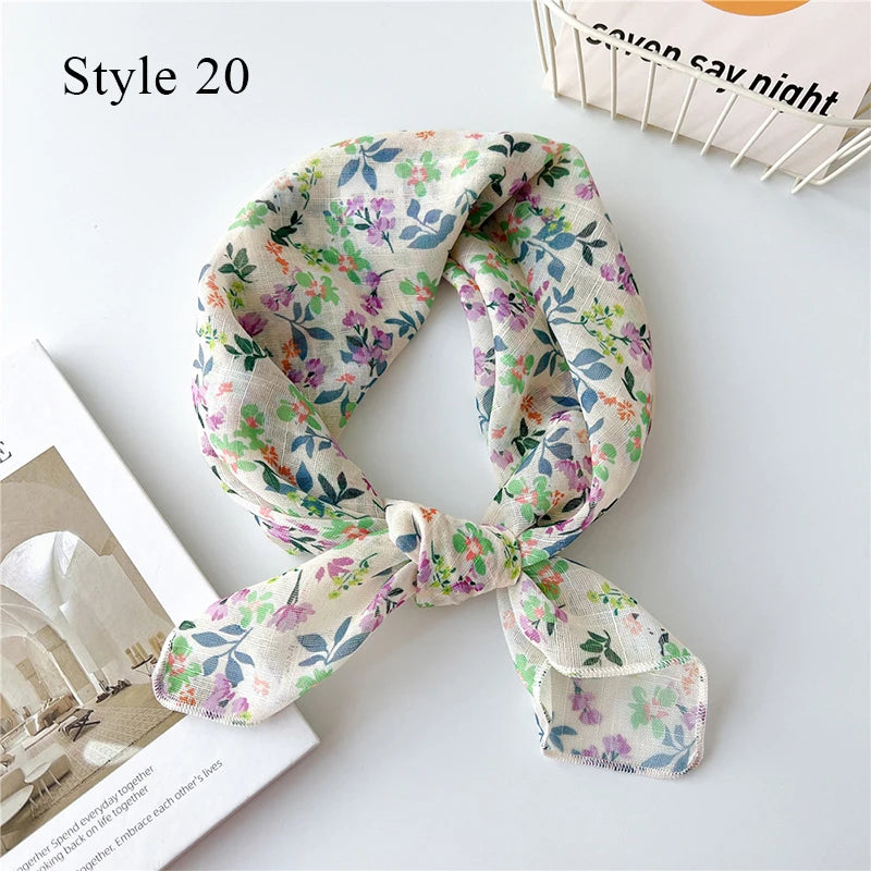 Fashion Cotton Linen Shawl Square Scarf for women sweet Cherry Print Hijabs Ladies Wraps summer sunscreen Bandanas Head scarf