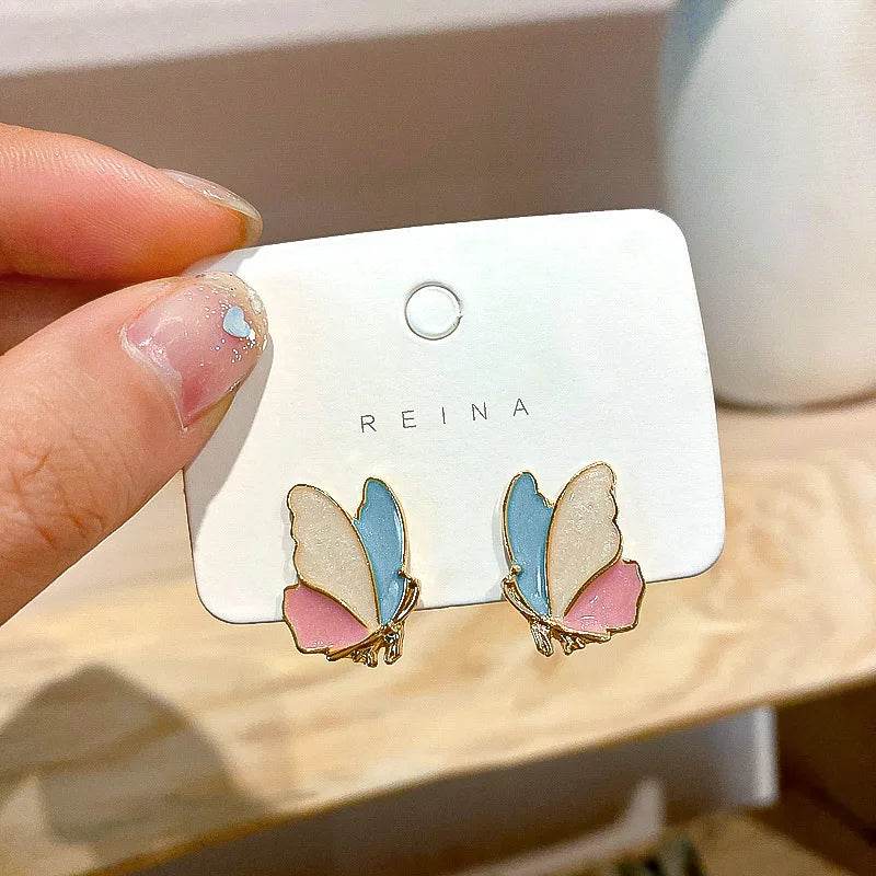 Big Heart Stud Earrings for Women Girl Korean Love Drop Glaze Aesthetic Daily Life Minimalist Jewelry