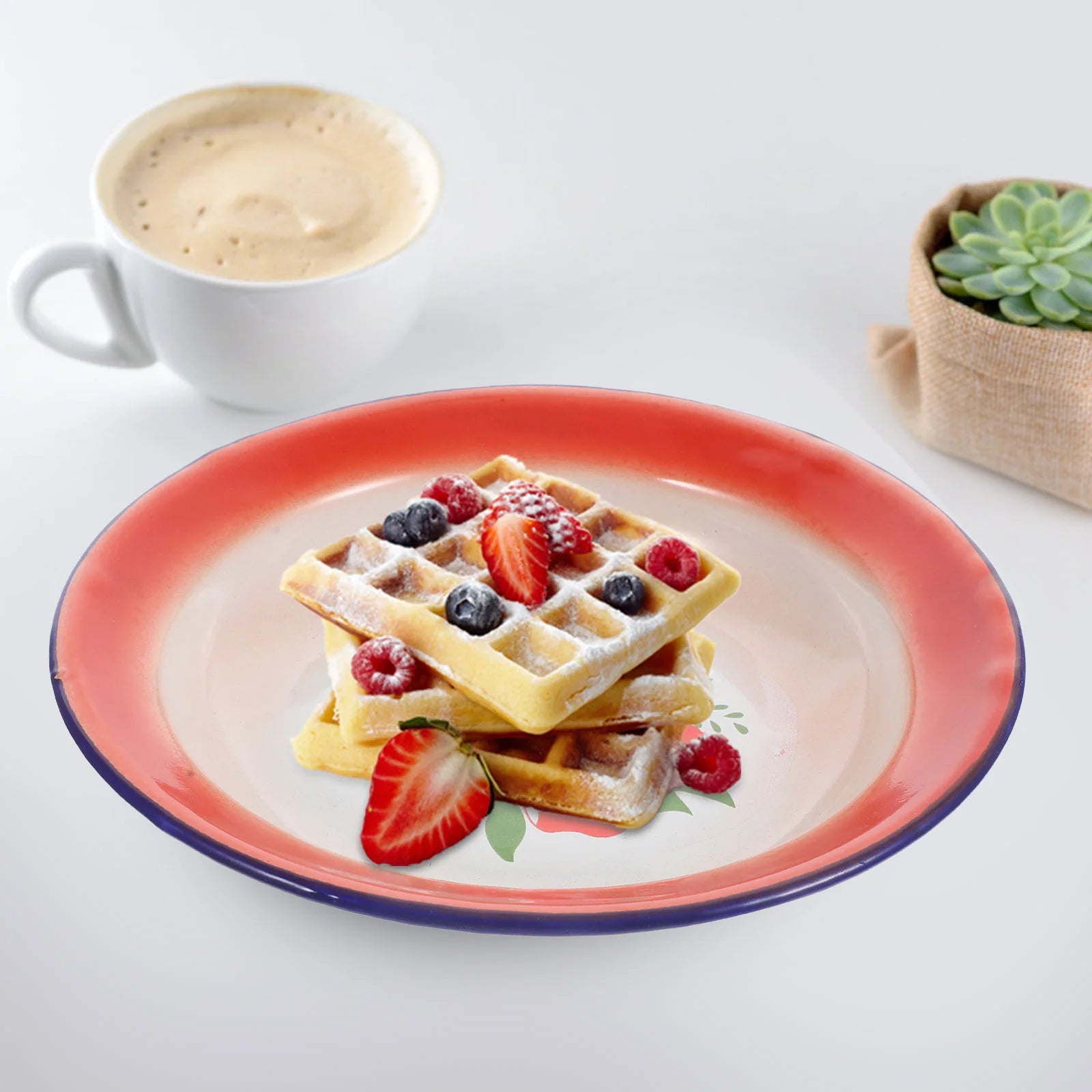 3 Pcs Vintage Enamel Plate Food Dish Pizza Serving Tray Snack Plates Salad Camping Condiment Containers Fruit Platter