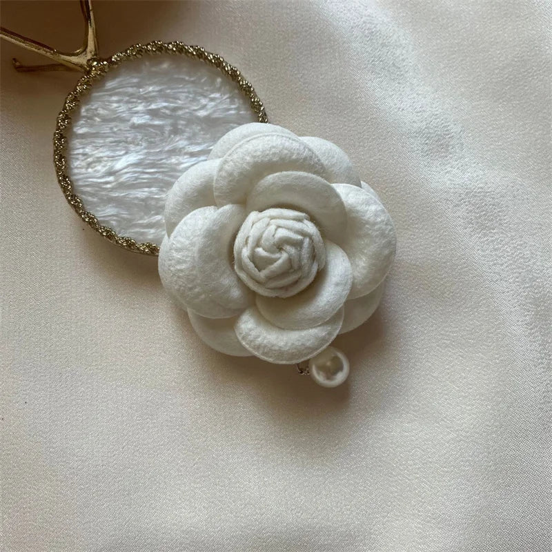 New Fabric Camellia Flower Brooch Velvet Bow Tie Ladies College Style Shirt Collar Pins Vintage Wedding Party Brooches For Women