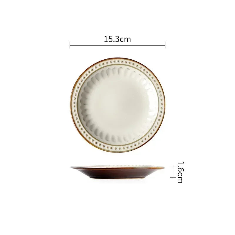 European Ceramic Cutlery Household Dishes Retro Kiln Glaze Porcelain Plate Handmade Ceramic Dinner Plates Kitchen Accessories