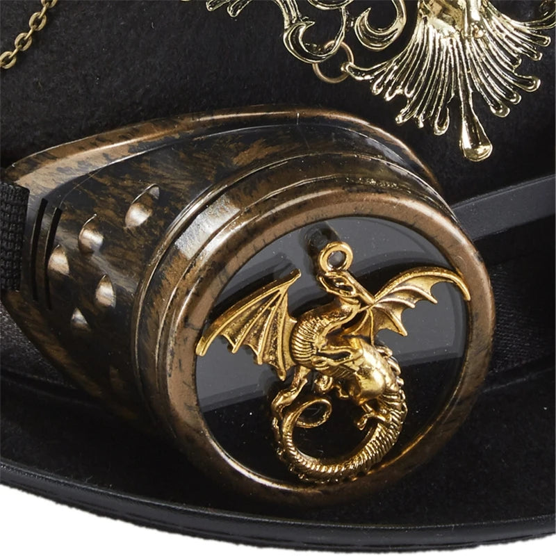 Gothic Headwear Steampunk Hat Victorian Top Hat Magic Hat Deer for Head Gears Goggles Chain Top Hat for Dress Up Costume