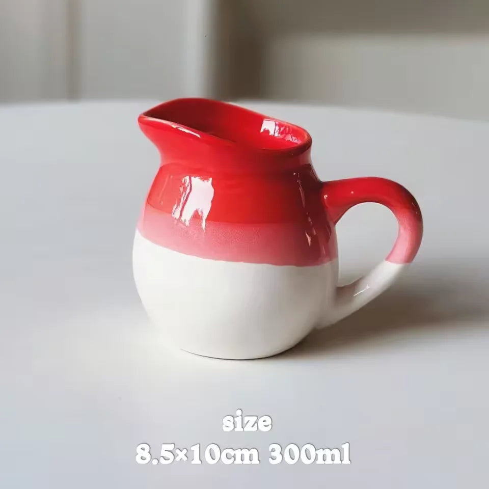 New Vintage Ceramic Creamer with Handle Cream Jug Gravy Boat Coffee Milk Pitcher Dipping Sauce Jug Milk Pourer Syrup Dispenser