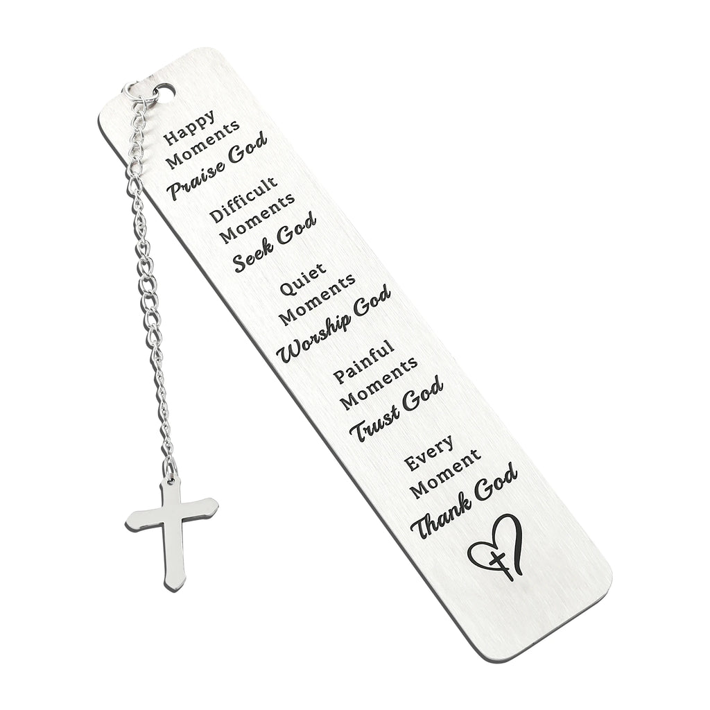 Stainless Steel Bible God Bookmarks with Cross Tassel Book Lover Gifts Reading Supplies Bible Reading Studying Accessories Gifts