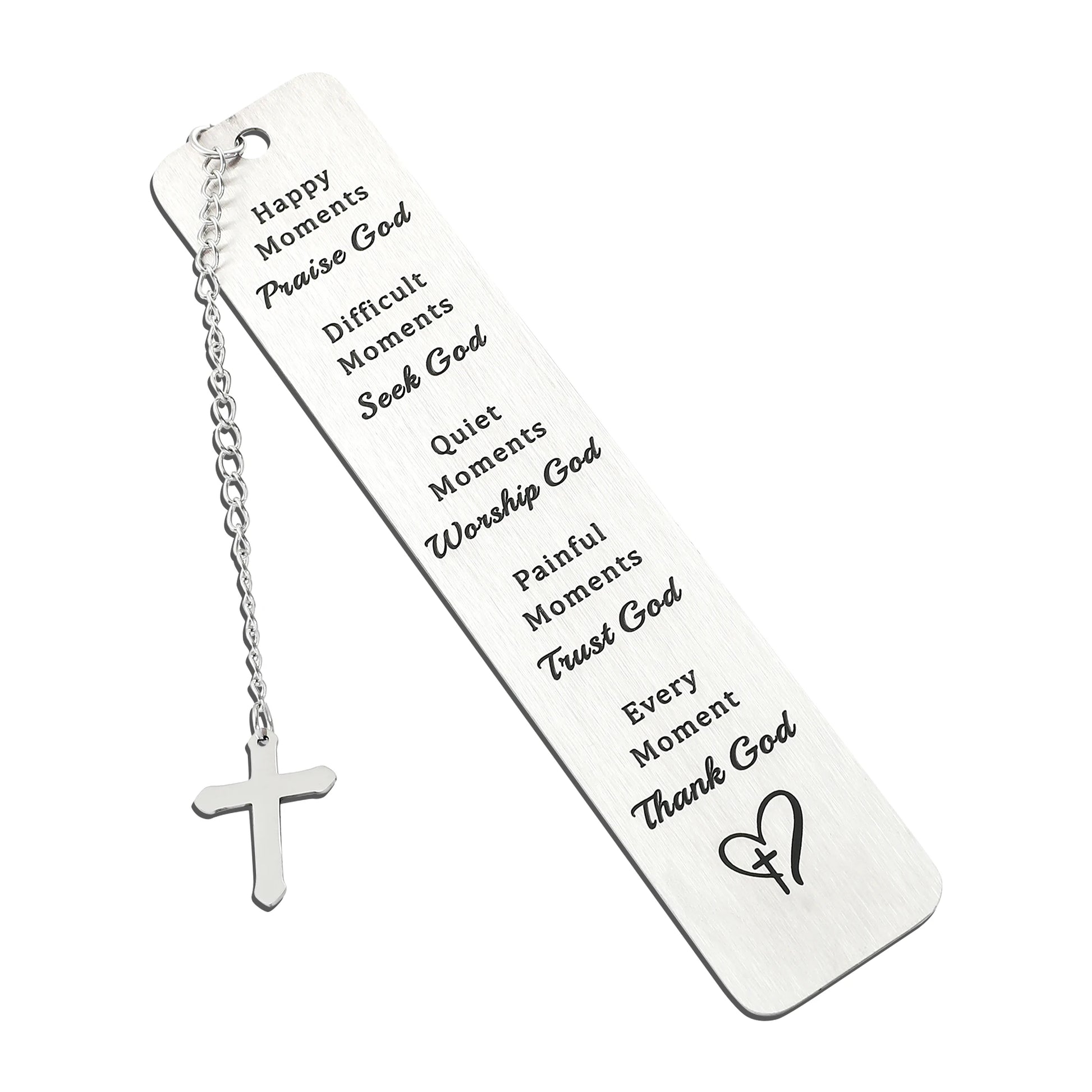 Stainless Steel Bible God Bookmarks with Cross Tassel Book Lover Gifts Reading Supplies Bible Reading Studying Accessories Gifts