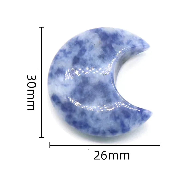 1PC Moon Shaped Natural Stones Healing Reiki Crystal 30mm Carved Gemstones for Meditation Balancing  Home Decor