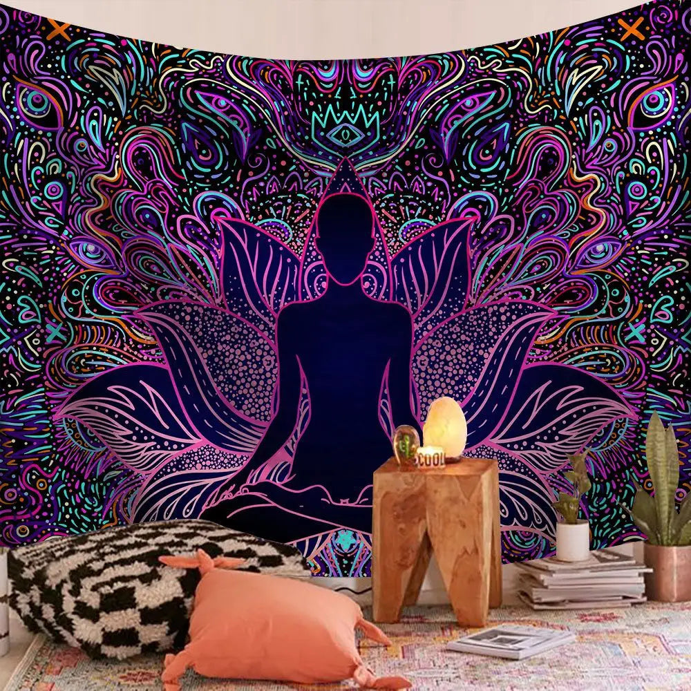 Indian Mandala Wall Hanging Tapestry Boho Hippie Cloth Fabric Large Elephant Tapestry Interior Bedroom Dorm Room Decor Aesthetic
