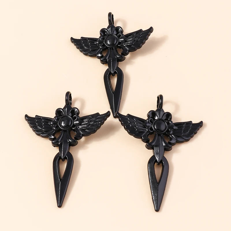 10pcs Steampunk  Crosses Charms for Jewelry Making Black Color Rose Cross Charms Pendant Necklace Keychain Diy Jewelry Findings