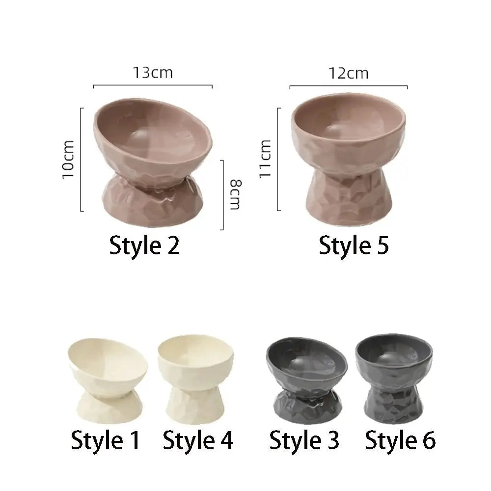 Ceramic Cat Bowl Creative Slanted/Flat Mouth Dog Food Feeding Basin Non-slip Multi-use Pet High Foot Bowl Water Container