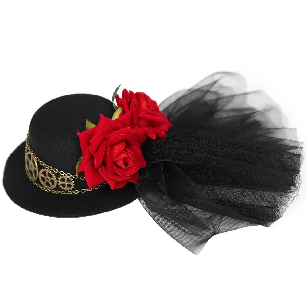 Gothic Headwear Steampunk Hat Victorian Top Magic Gears Goggles Chain Top Hats for Dress Up Halloween Cosplay Costume Fedora Cap