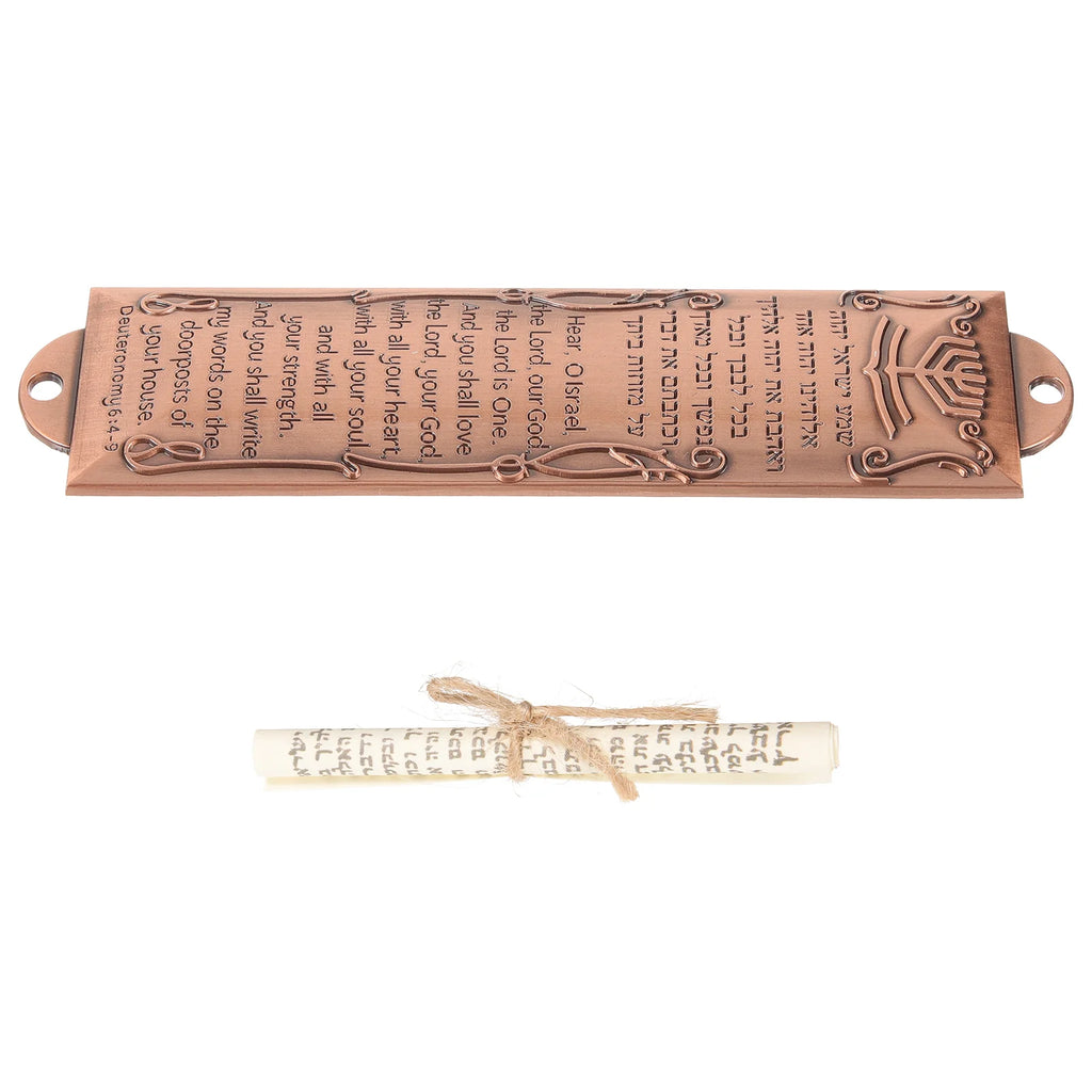 Metal Retro Mezuzah Scroll Religious Door Decor Judaica Figurines Miniatures Home Blessing Symbol Scripture House Mezuzah Jewish
