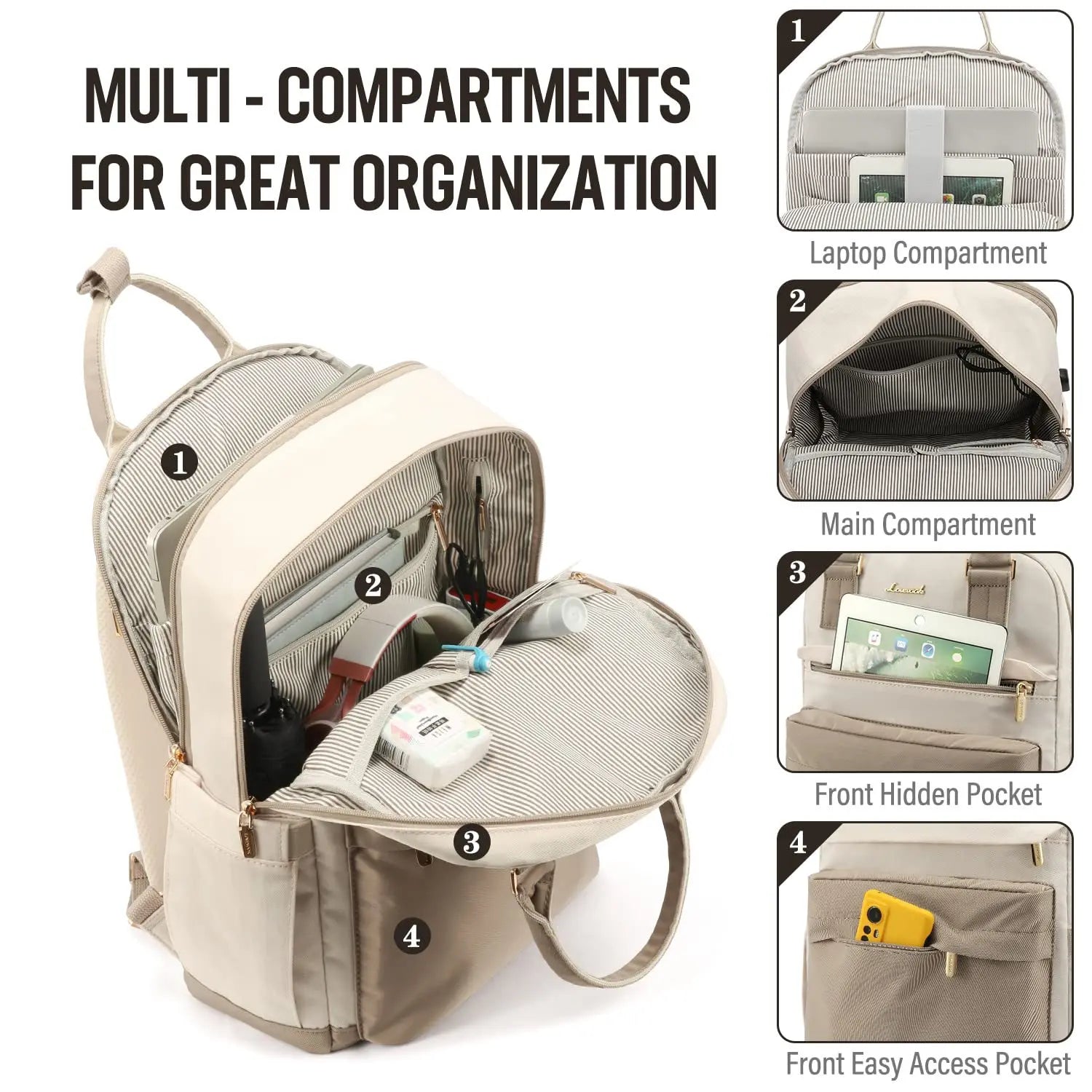 Laptop Backpack For Women 15.6 Inch With USB Port Waterproof Travel Bags Vintage Daypacks Bookbag For College School Work