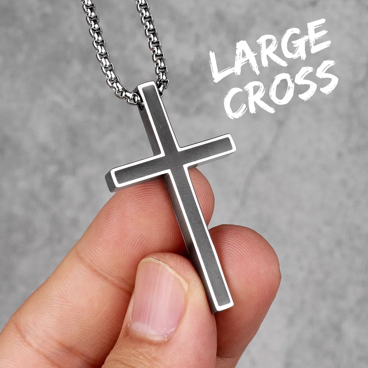 Simple Black Cross Long Men Necklace Pendants Chain Punk for Boyfriend Male Stainless Steel Jewelry Creativity Gift Wholesale
