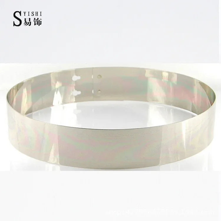 Width 4.5cm Metal Mirror Belt Fashion Women High Quality Waistband Golden Belt Cummerbunds European Style Girdle Strap Belt BL17