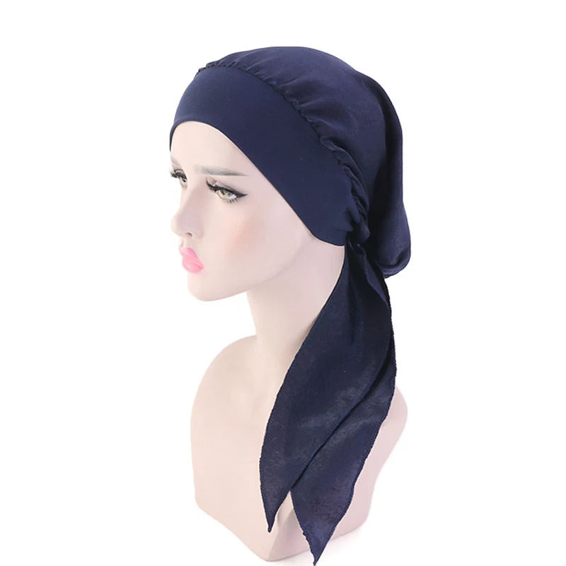 Lady Women Hat Chemo Cap Muslim Braid Head Scarf Turban Head Wrap Cover Ramadan Hair Loss Islamic Headwear Arab Fashion