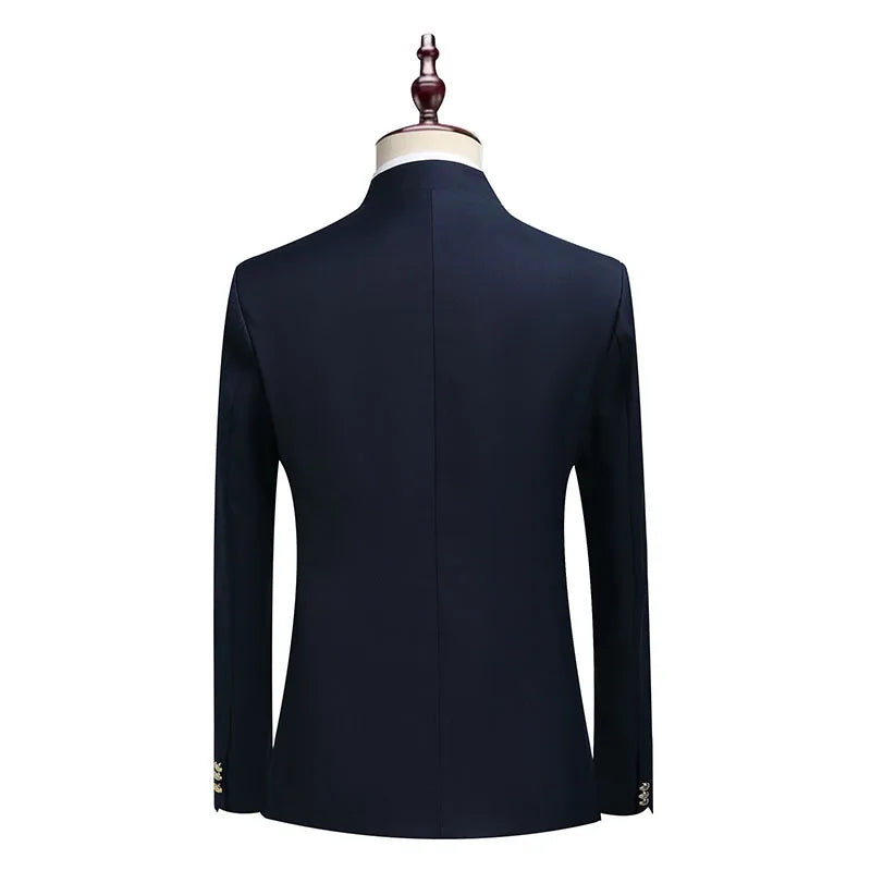 Suit (Blazer+ Pants) Men's Fashion Gentleman Business Outdoor Standing Collar Gentleman Wedding Work Casual MAO Suit