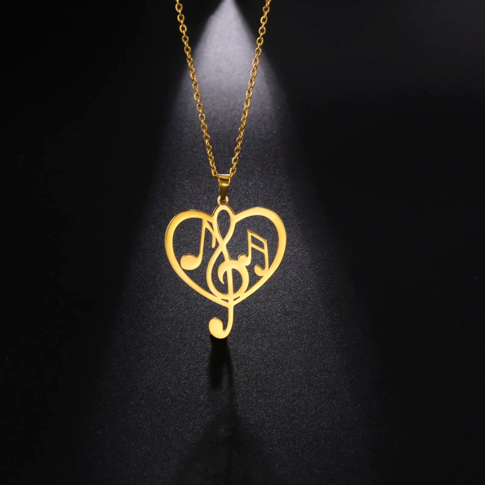 Amaxer Heart Music Note Necklace Treble Clef Music Staff Pendant Choker Clavicle Chain Artist Concert Jewelry Gift