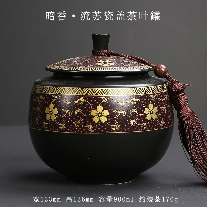 Purple Clay Tea Caddy Ceramic Large Airtight Pot Universal Half Catty Black Green Pu'er Tea Pot Household Storage Tank