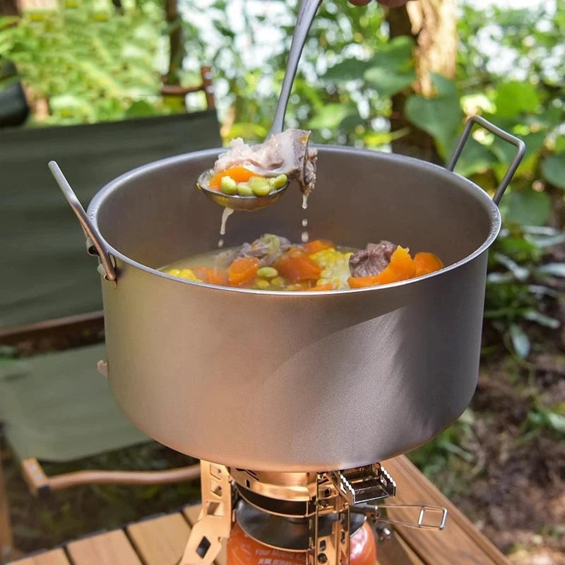 Outdoor Stockpot Large Capacity 1.8L Digester Titanium Pot Hanging Pot with Lid Ultra-light Portable Camping Hiking Backpack