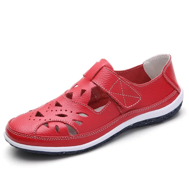 Women's Sandals 2020 Summer Genuine Leather Handmade Ladies Shoe Leather Sandals Women Flats Beach shoes Retro Mother Shoes