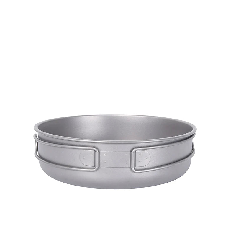 Boundless Voyage Titanium Steamer Pot Frying Pan, Outdoor Travel Picnic Camping Cooking Set, Soup Pot Saucepan Tea Tray