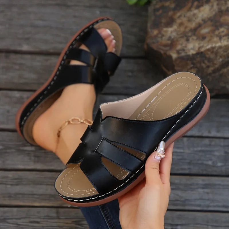 Shoes Sandals Women Summer Retro Sandals For Women Slides Walking Shoes Wedge Sandals Ladies Breathable Slipper Footwear Female