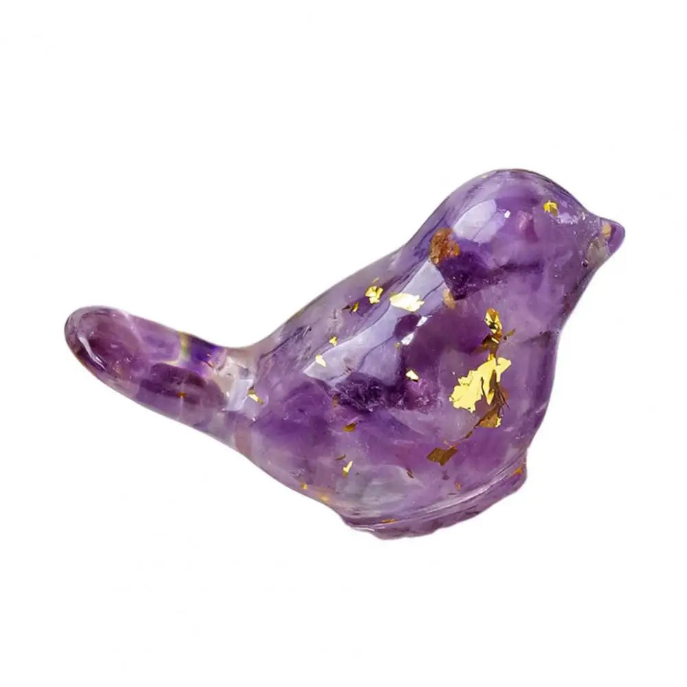 Natural Stone Colorful Bird Figurine Positive Healing Energy Hand-carved Faux Crystal Mini Bird Statue Home Office Desktop Decor