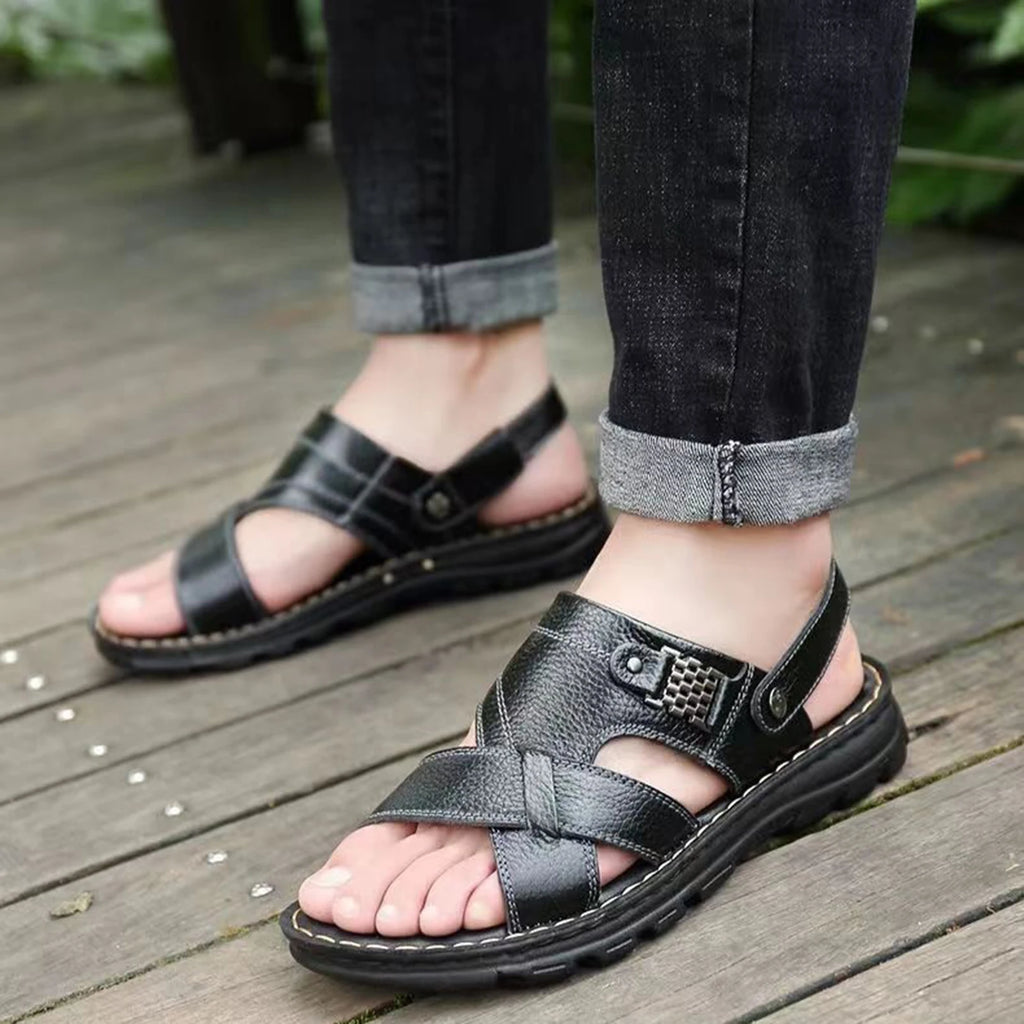 Sandals Men's New Beach Shoes  Slippers Outdoor Non-slip Thick-soled Leather Sandals for Me