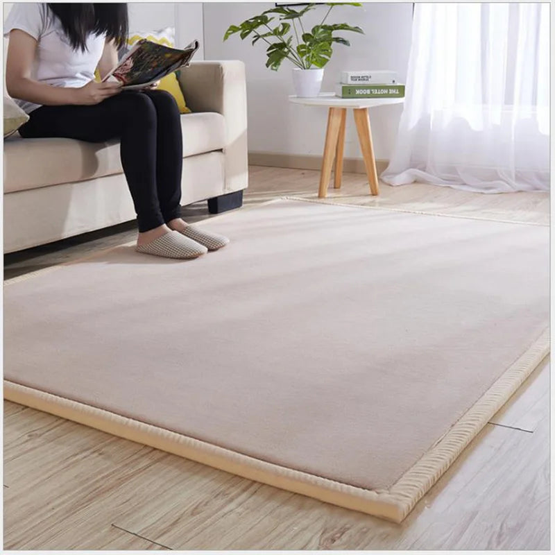 Thick Solid Color Rectangular Carpet For Living Room Ckildren Bedroom Play Rug Bay Window Soft Mat Baby Anti-fall Crawling Pads