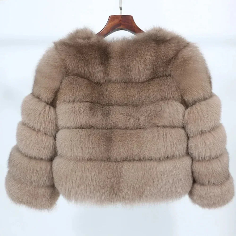 2024 Real Fox Fur Coat Winter Jacket Women Natural Fox Fur Raccoon Outerwear O-neck Thick Warm Luxury Female Plus Size