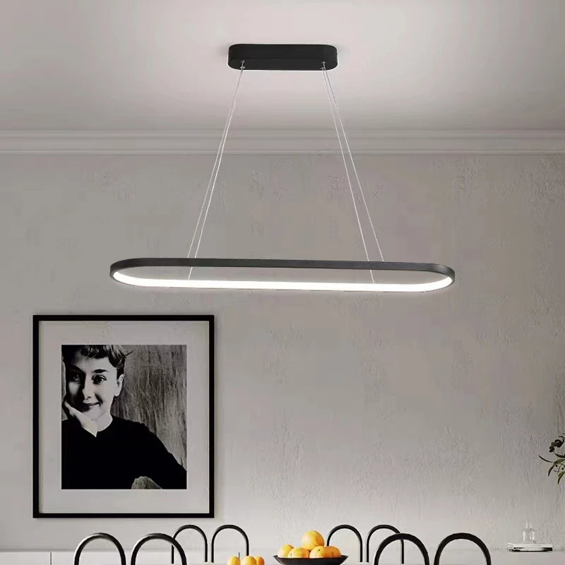 Designer dining room ceiling lamp ins Nordic minimalist dining room bar table creativity word led strip modern simplicity