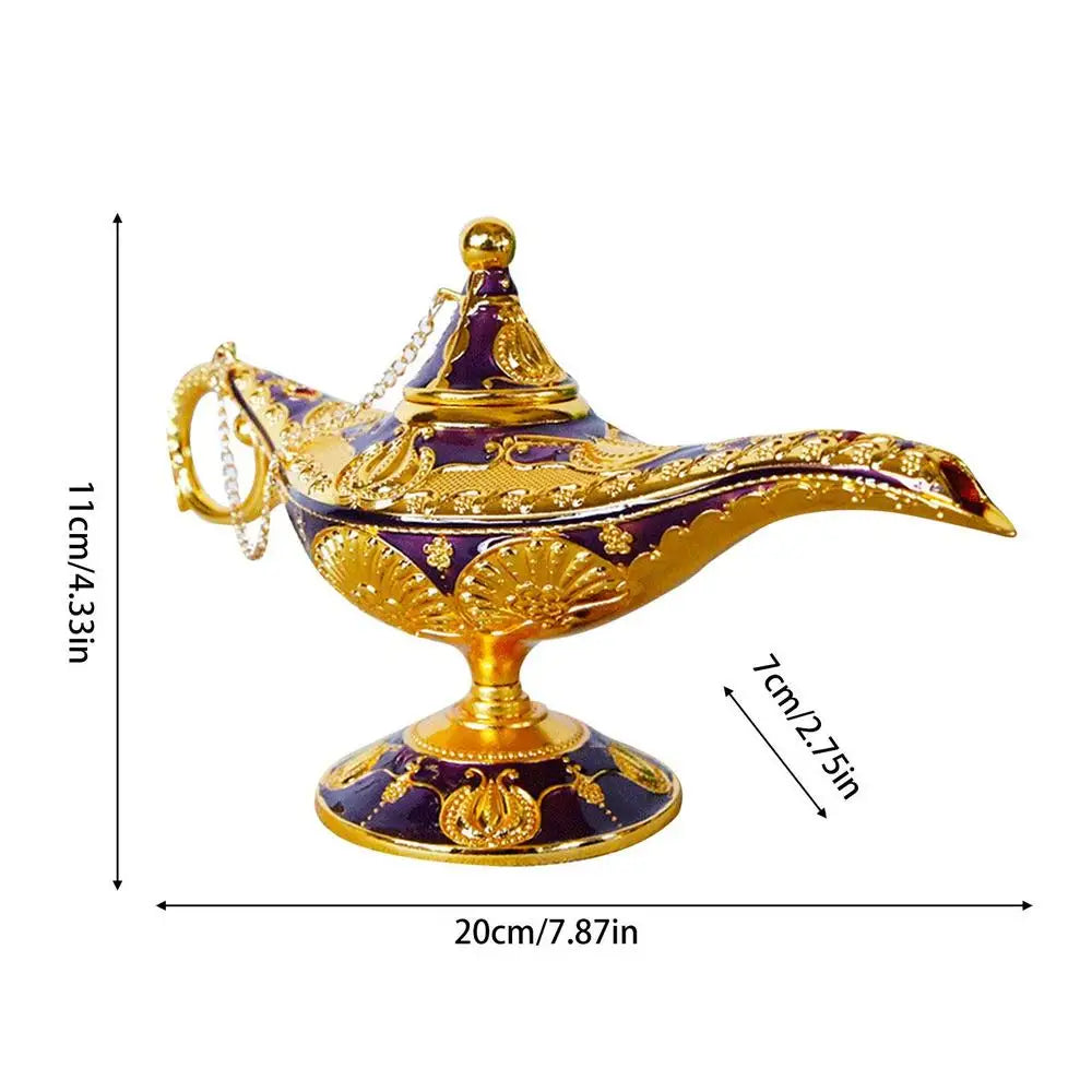 Legendary Aladdin Lamp Vintage Aladdin Lamp  Metal Crafts Classic Arabian Costume Props Tabletop Decor for Wedding Party