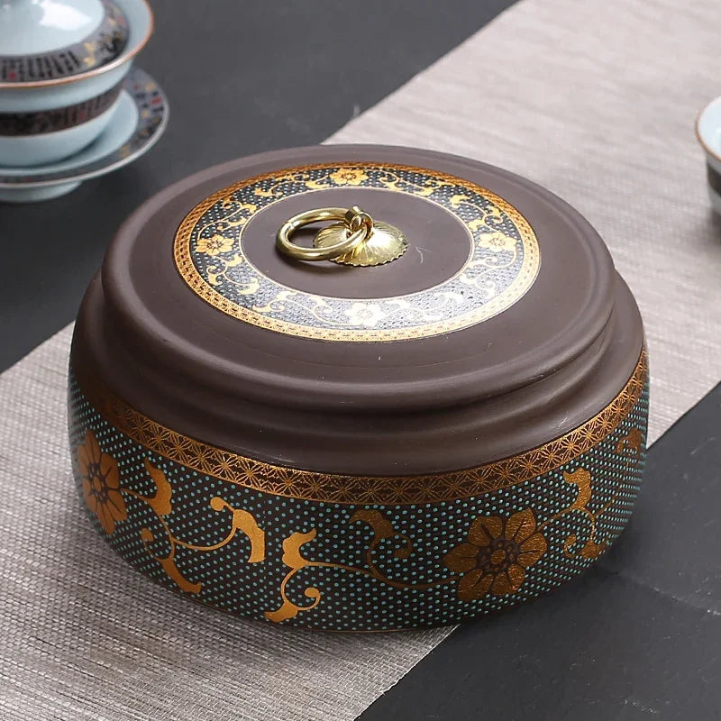 Purple Clay Tea Caddy Ceramic Large Airtight Pot Universal Half Catty Black Green Pu'er Tea Pot Household Storage Tank