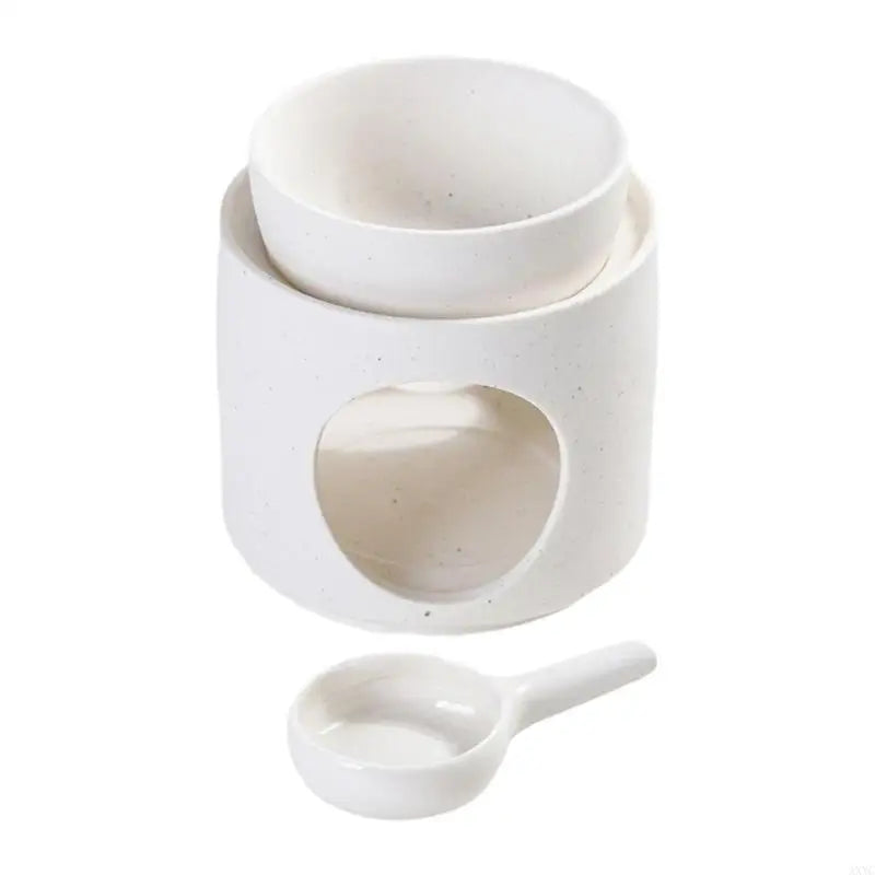 AXYC Cylinder Ceramics Essential Oil Burners Aromatherapies Lamp Fragrances Diffuser with Removable Bowl Tealight Spoon Set