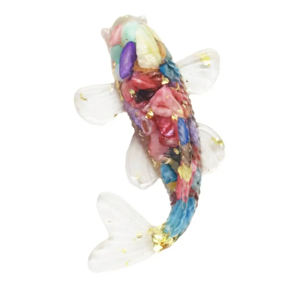 1PC Natural Crystal Crushed Stone Koi Fish Figure Ornament Drip Gel Small Goldfish Gifts Desktop Beautiful Jewelry