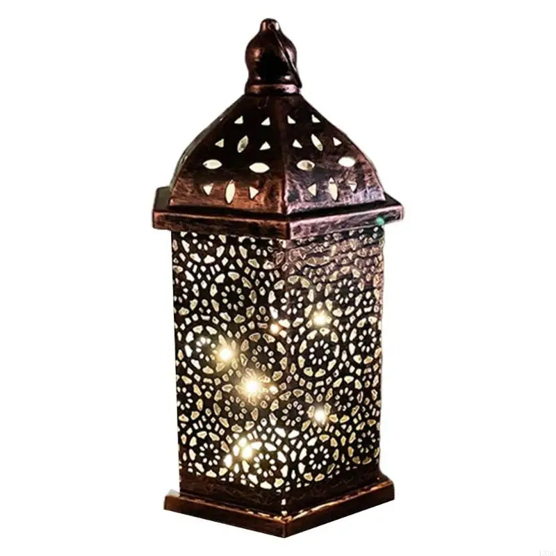 Antique Vintage Hollowed Out Iron LED Lanterns Morocco Metal Hanging Lamp Lighting for Living Room or Bedroom Ambiances