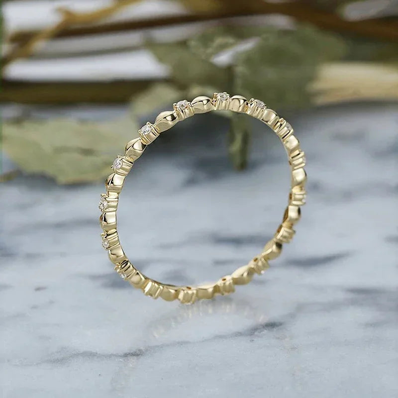 New Minimalist Women Ring with Shiny Round Cubic Zirconia Thin Finger Accessories Versatile Daily Wear  Statement Jewelry