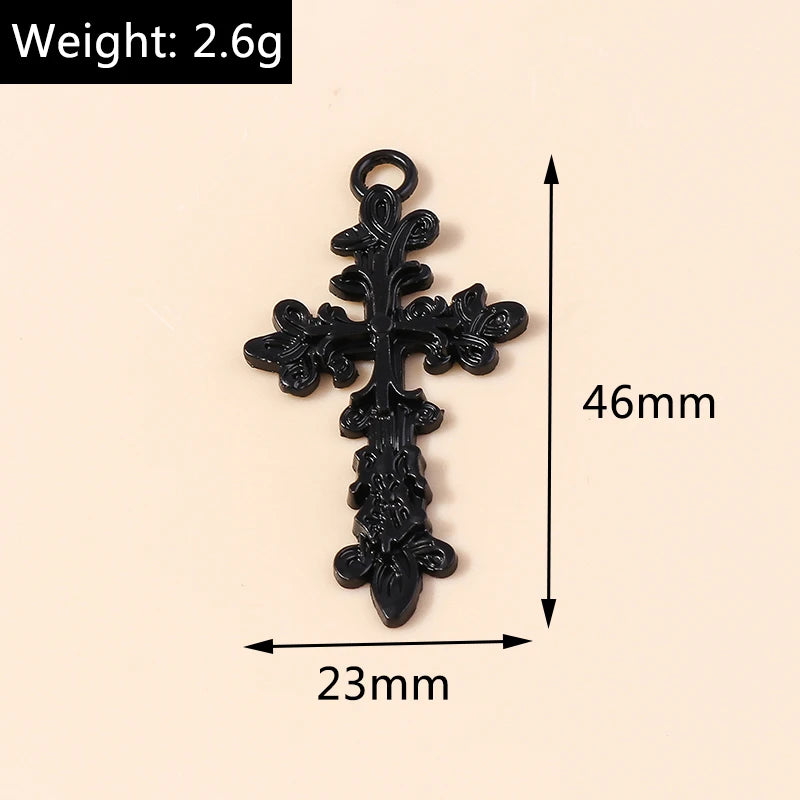 10pcs Steampunk  Crosses Charms for Jewelry Making Black Color Rose Cross Charms Pendant Necklace Keychain Diy Jewelry Findings
