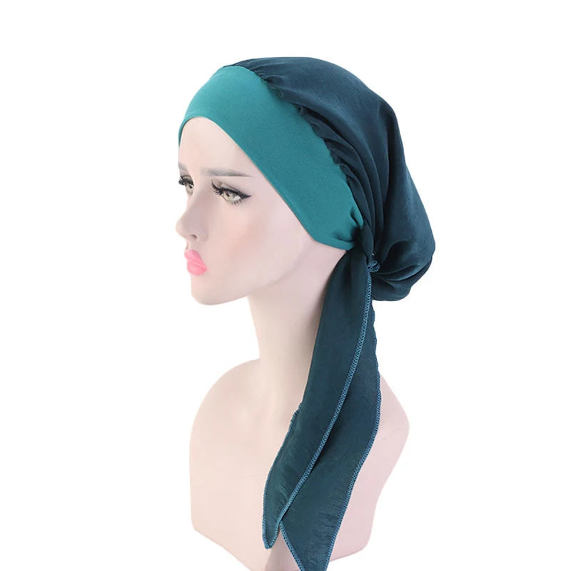 Lady Women Hat Chemo Cap Muslim Braid Head Scarf Turban Head Wrap Cover Ramadan Hair Loss Islamic Headwear Arab Fashion