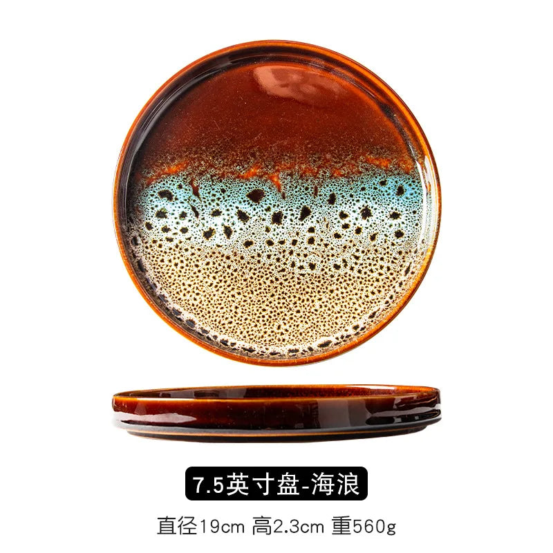 Ceramic household dish Ceramic dumpling plate ins high appearance level Western plate Japanese round tray