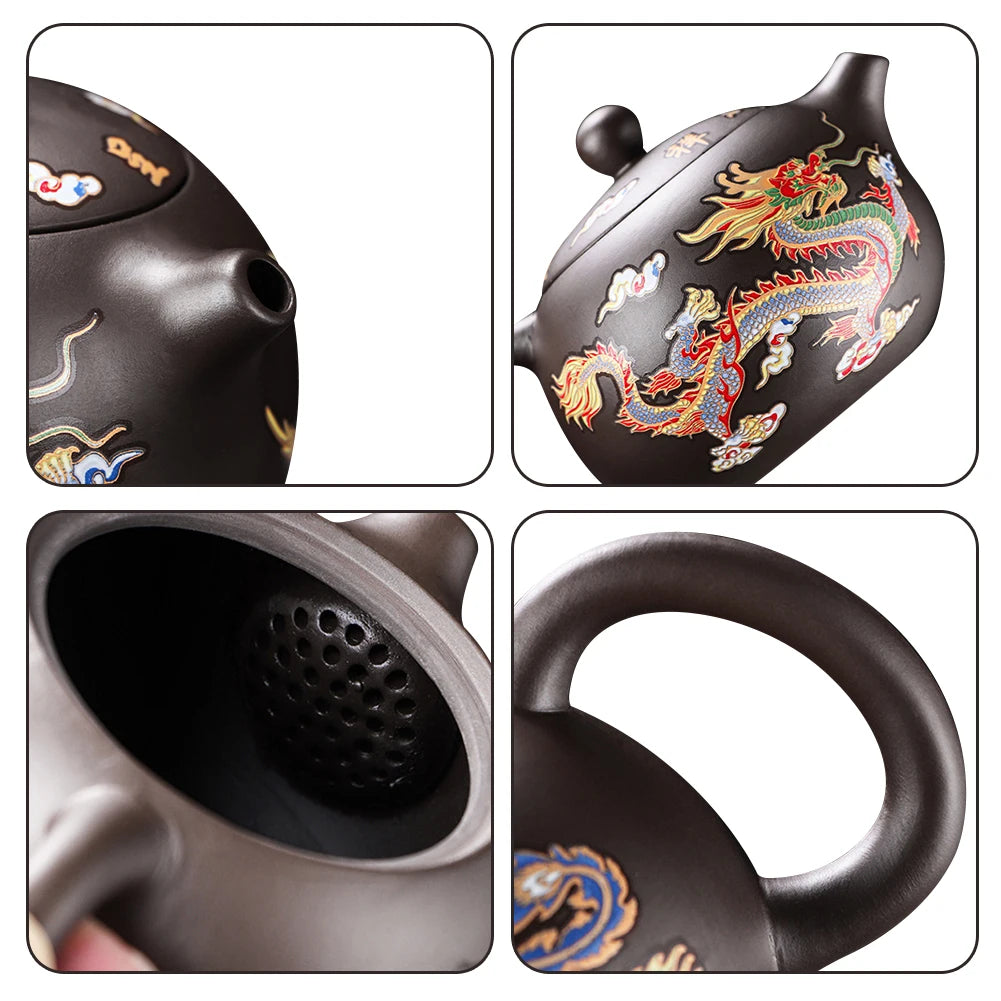 Chinese Style Color-changing Purple Clay Teapot, Anti-Scald Handle Purple Clay Teapot Ceramics Tea Set Gift For Tea Lover ﻿