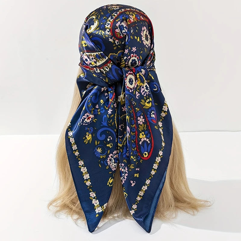Silk Shawl Satin Square Scarf For Women Paisley Neckerchief Female New Headband Hair Bands Print Foulard Hijab Wraps Bandana