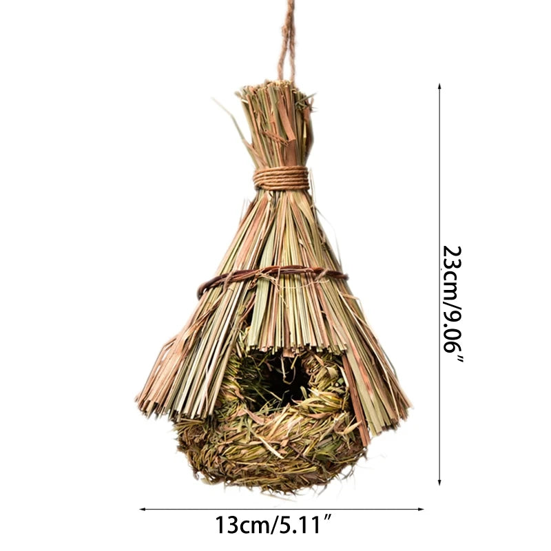 19 Birds Nest Bird Cage Natural Grass Egg Cage Bird House Outdoor Decorative Weaved Hanging Parrot Nest Houses Pet Bedroom