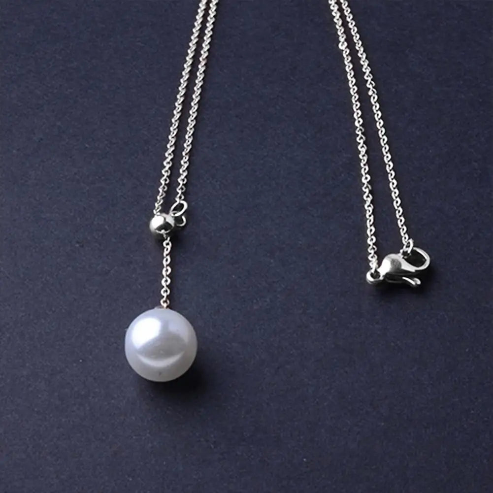 Choker Necklace Exquisite Adjustable Neck Chains Single Faux Pearl Pendant Chain Necklace Women Clavicle Chain Jewelry Gift