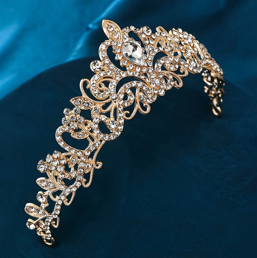 Elegant Girls Baroque Vintage Crystal Rhinestone Tiaras Queen Princess Crowns Kid Diadems Wedding Hair Accessories Women Jewelry