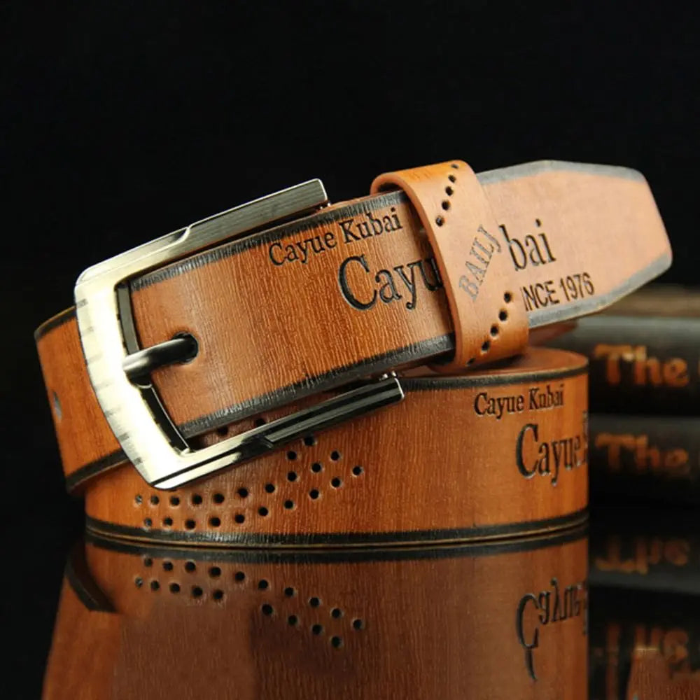 Men's Leather Belt Letter Print Luxury Classic Buckle Business Belts Cowboy Vintage Waistband Alloy Belts Durable