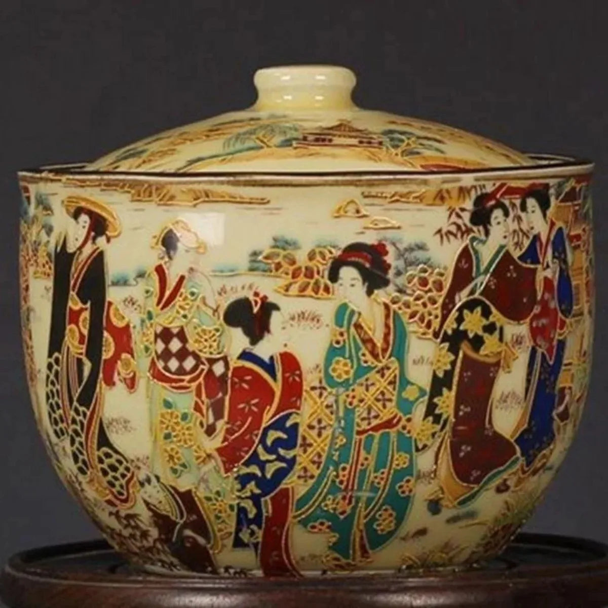 Handmade Porcelain Painted with Japanese Dowager Storage Pot Jingdezhen Home Decoration Exquisite Chinese Old Collectible