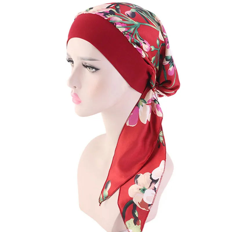 Lady Women Hat Chemo Cap Muslim Braid Head Scarf Turban Head Wrap Cover Ramadan Hair Loss Islamic Headwear Arab Fashion