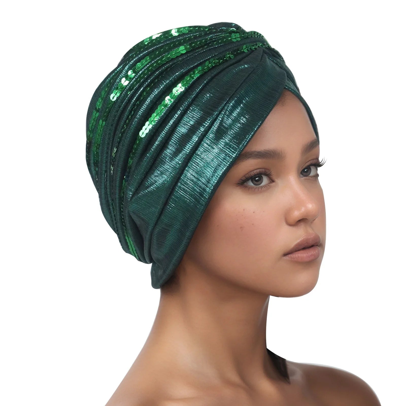 Women's Head Wraps Muslim Headscarf Cap India Hat Ready Hijab Bonnet Turbante Mujer Summer Breathable Sequins Turban Cap